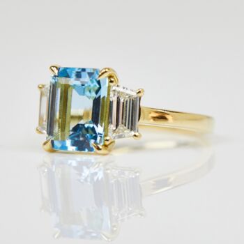18ct Gold Aquamarine And Diamond Engagement Ring, 2 of 4