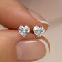 Sterling Silver Small Cubic Zirconia Heart Stud Earrings, thumbnail 1 of 7