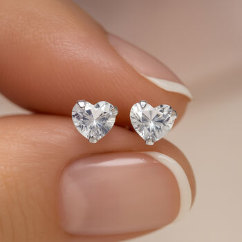 Sterling Silver Heart Cubic Zirconia Stud Earrings – 5mm, 2 of 7