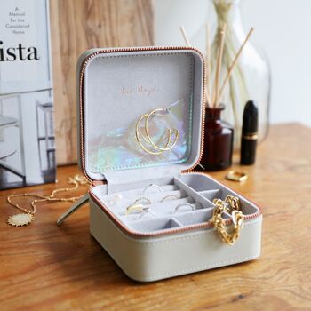 Personalised Birth Flower Square Travel Jewellery Box, 3 of 4