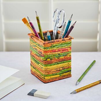 Recycled Newspaper Square Pencil Holder, 7 of 12