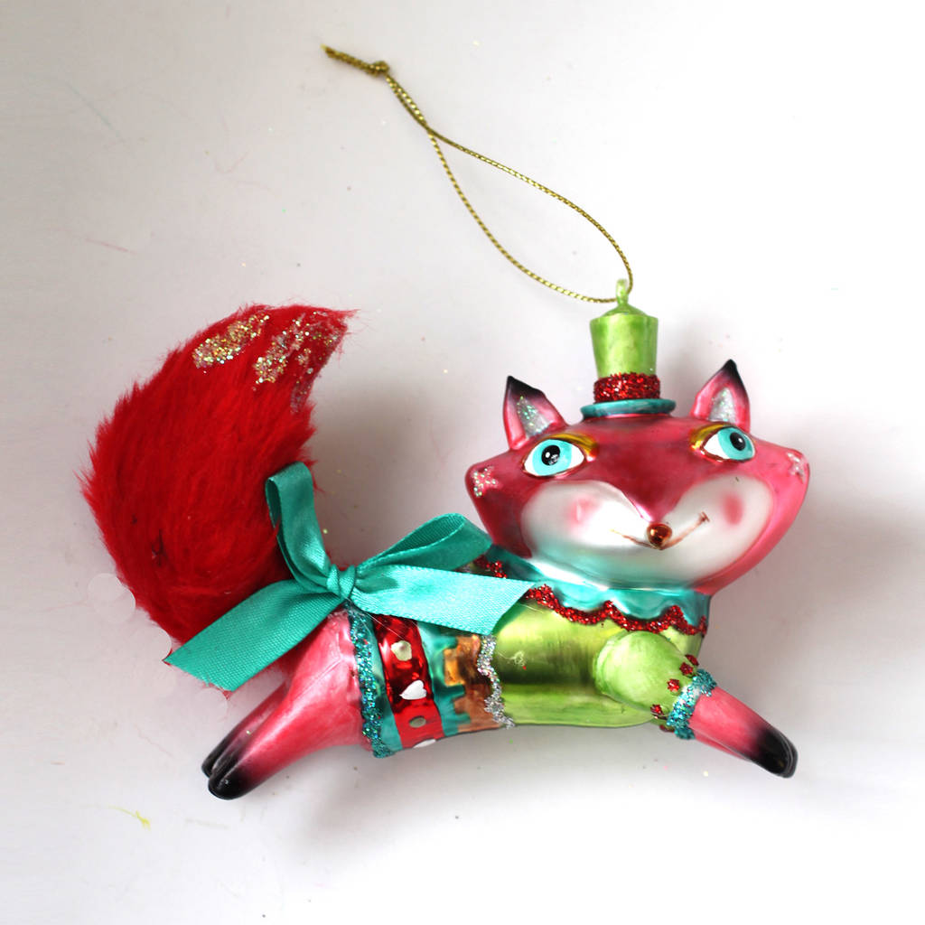 colourful kitsch fox christmas decoration by posh totty designs