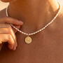 Beaded Freshwater Pearl Evil Eye Necklace, thumbnail 2 of 7
