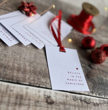 Christmas Gift Tags With Red Foil Set Of Five, 2 of 4