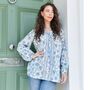 Block Printed Lilac Floral Cotton Blouse 'Cassidy', thumbnail 2 of 5