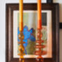 A Pair Of Amber Glass Candle Stick Holders, thumbnail 3 of 6