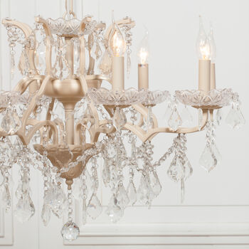 Antique French Chandelier In Cream Eight Branches, 3 of 3