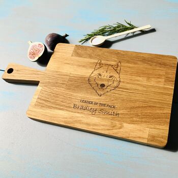 The Wolf Personalised Oak Chopping, Serving Board, 3 of 4