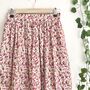 Red Ditsy Floral Printed Cotton Midi Skirt, thumbnail 2 of 5
