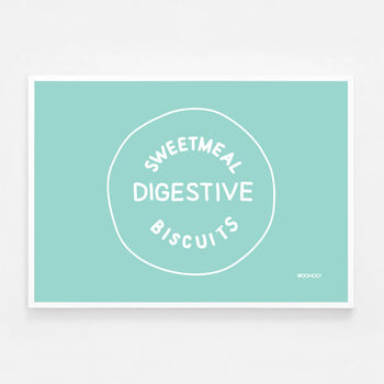Custard Cream, Jammie Dodger, Bourbon And Digestive Biscuits Set Of Four Blue Prints, 10 of 10