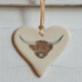 Highland Cow Ceramic Heart, thumbnail 2 of 3
