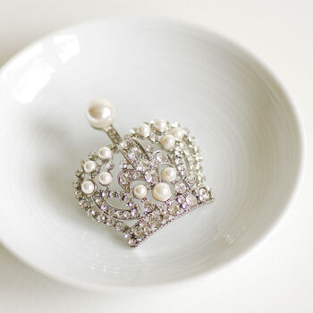 Vintage Style Pearl Crown Brooch, 11 of 11