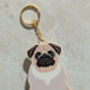Pug Dog Wooden Keyring With Optional Christmas Card, thumbnail 7 of 8