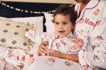 Personalised Matching Christmas Santa Print Pyjama For Mum And Child, 7 of 12