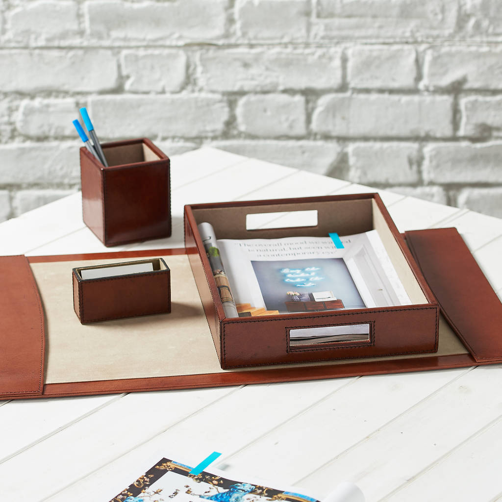 Personalised Deluxe Leather Desk Set Complete By ginger rose ...