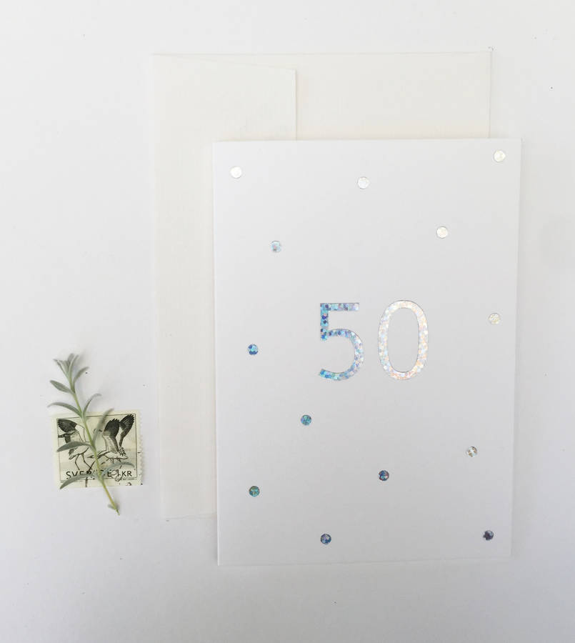 Image of 50th Birthday Hologram Confetti Card