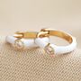 Enamel Crystal Huggie Earrings In Gold Plating, thumbnail 9 of 12