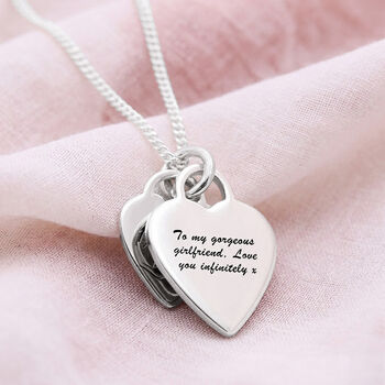 Heart Tags Script Name Silver Necklace, 3 of 8
