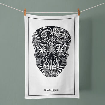 Skull Tea Towel | Day Of The Dead Dish Towel, 2 of 9