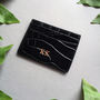 Black Embossed Leather Monogram Card Holder, thumbnail 10 of 11