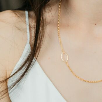 Sideways Two Oval Circle Gold Plated Necklace, 4 of 4