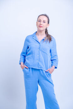 Liya Blue Boxy Soft Cotton Pyjamas, 7 of 11