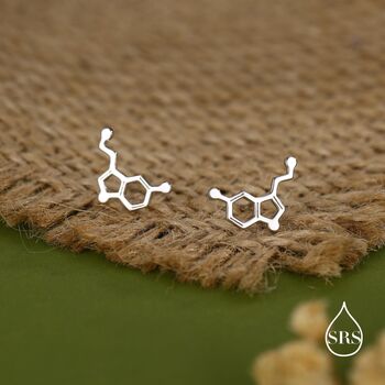 Happiness Molecules Serotonin Stud Earrings In Sterling Silver, 7 of 12