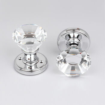 Diamond Crystal Faceted Clear Glass Mortice Door Knob, 2 of 5