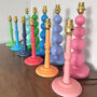 Wooden Colourful Hand Painted Candlestick Lamp Base, thumbnail 1 of 2