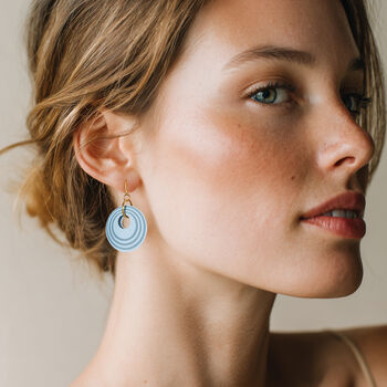 Two Toned Blue Circular Earrings, 2 of 6