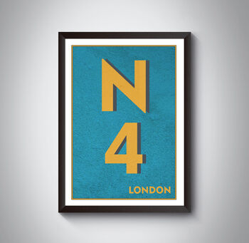 N4 Finsbury Park, Harringay London Postcode Print, 8 of 12
