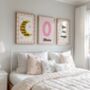 Giirls Pink Moon And Stars Wall Print Set For Bedroom Or Nursery, thumbnail 2 of 5