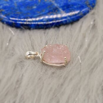 Raw Rose Quartz Sterling Silver Necklace, 6 of 6