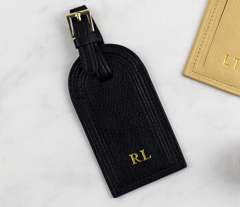 Personalised Luggage Tag Black Or Nude Leather, 9 of 12