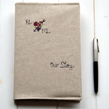'Our Story' Personalised Linen Notebook, 4 of 10