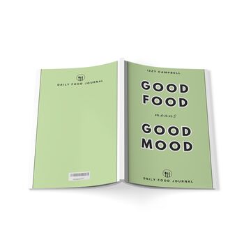 'Good Food Good Mood' Personalised Food Journal Sage Green, 5 of 8