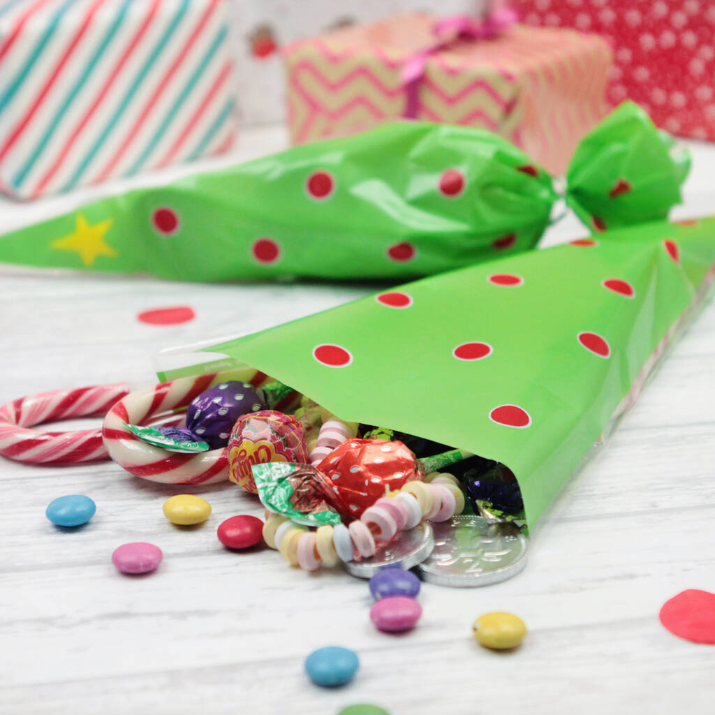 Christmas Tree Shaped Cellophane Treat Bags By Postbox Party