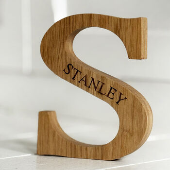 Personalised Christening Oak Letter, 4 of 7