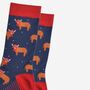 Men's Bamboo Socks Christmas Highland Cow Navy Red, thumbnail 3 of 5