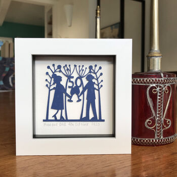 Framed Personalised 50th Golden Wedding Paper Cut Art, 2 of 9