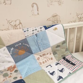 Baby Clothes Keepsake Quilt, Memory Gift Quilt, T Shirt Blanket, 5 of 10