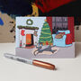 Cosy Sleeping Christmas Lurchers A6 Greeting Card, thumbnail 1 of 2