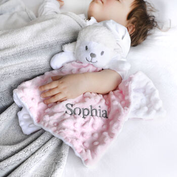 Personalised Pink Lamb Baby Comforter, 2 of 5