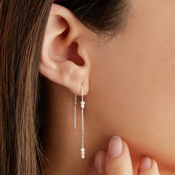 Mini Pearl Drop Threader Earrings, 4 of 9