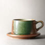 Handmade Ceramic Cup And Saucer Set Crackle Glaze, thumbnail 2 of 4