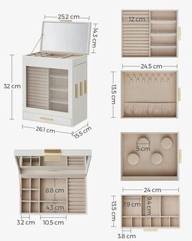 Five Layer Jewellery Organiser Box With Side Drawers, 9 of 9