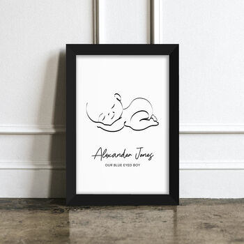 Personalised Line Art Sleeping Baby Print, 8 of 12