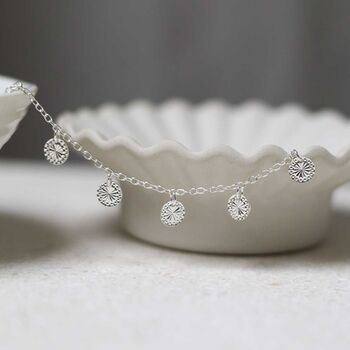 Sterling Silver Diamond Disc Bracelet, 3 of 10