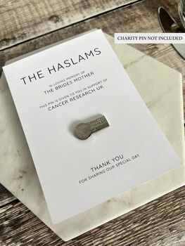 Wedding Favour Charity Pin Card In Memory Of Set Of 10, 3 of 5