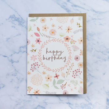 Pink Pressed Flowers Birthday Card, 2 of 3